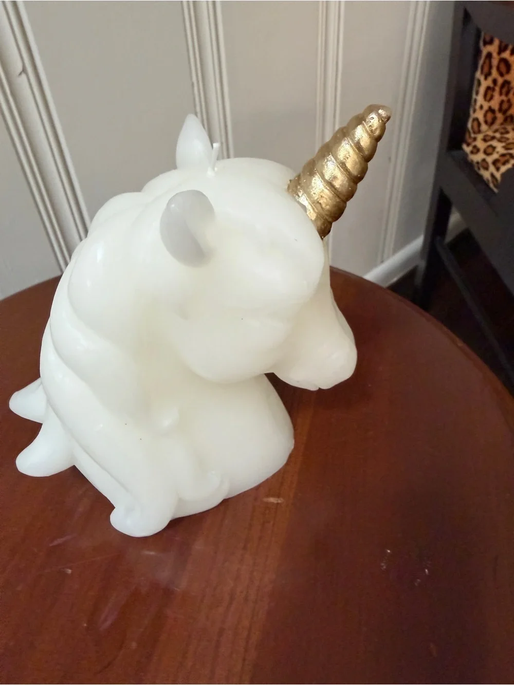 White and Gold Unicorn Candle - New in Box Decorative Home Accent